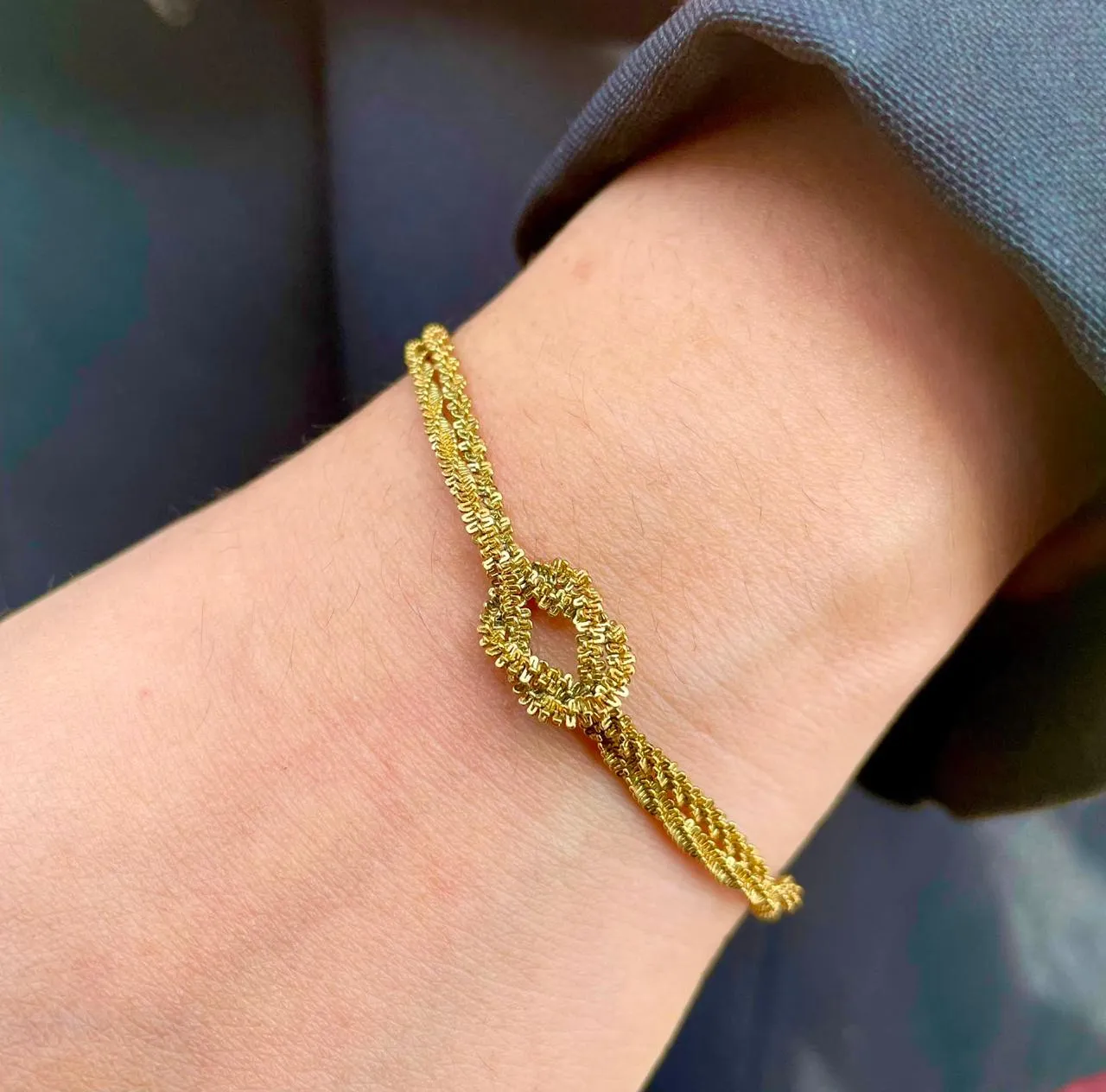 Noor Knot Bracelet — twisted rope chain with open knot detail