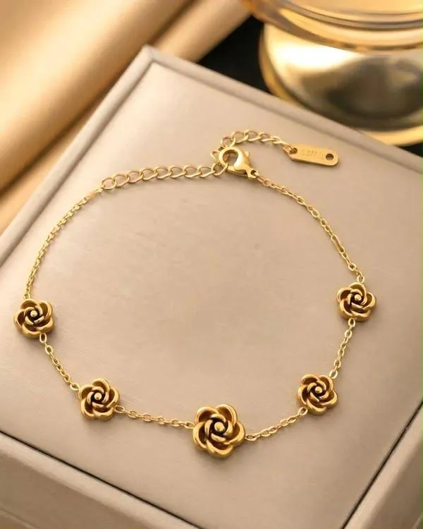 Rose station bracelet on wrist